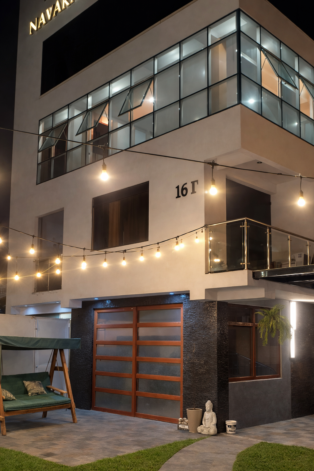 Modern lounge area with comfortable seating for networking and cocktails